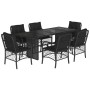Set de comedor de jardín 7 pzas y cojines ratán sintético negro de , Conjuntos de jardín - Ref: Foro24-3212056, Precio: 642,5...