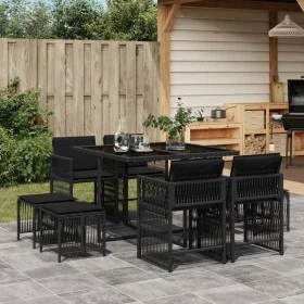 Set de comedor de jardín 9 pzas y cojines ratán sintético negro de , Conjuntos de jardín - Ref: Foro24-3211675, Precio: 397,2...