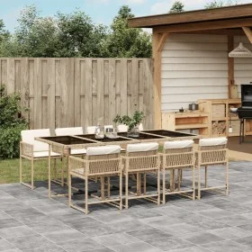 Set comedor de jardín 9 pzas con cojines ratán sintético beige by , Garden sets - Ref: Foro24-3211462, Price: 571,82 €, Disco...