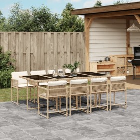 Set comedor de jardín 9 pzas con cojines ratán sintético beige de , Conjuntos de jardín - Ref: Foro24-3211462, Precio: 501,70...