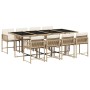 Set comedor de jardín 9 pzas con cojines ratán sintético beige de , Conjuntos de jardín - Ref: Foro24-3211462, Precio: 501,70...