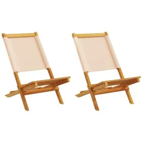 Sillas de jardín 2 uds madera maciza acacia y tela beige de , Sillas de jardín - Ref: Foro24-367693, Precio: 112,40 €, Descue...