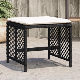 Taburetes de jardín con cojines 4 uds ratán PE negro 41x41x36cm de , Otomanas de exterior - Ref: Foro24-365048, Precio: 97,54...