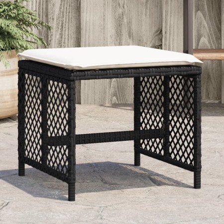 Taburetes de jardín con cojines 4 uds ratán PE negro 41x41x36cm de , Otomanas de exterior - Ref: Foro24-365048, Precio: 97,54...