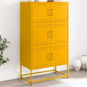 Aparador de acero amarillo mostaza 68,5x38,5x123,5 cm de , Aparadores - Ref: Foro24-846491, Precio: 111,19 €, Descuento: %