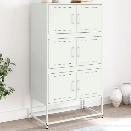 Aparador de acero blanco 68,5x38,5x123,5 cm de , Aparadores - Ref: Foro24-846493, Precio: 150,22 €, Descuento: %
