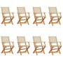 Sillas de jardín plegables 8 uds madera maciza y ratán PE beige de , Sillas de jardín - Ref: Foro24-3214564, Precio: 513,81 €...