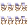 Sillas jardín reclinables 8 uds madera maciza tela azul blanco de , Sillas de jardín - Ref: Foro24-3214591, Precio: 400,47 €,...