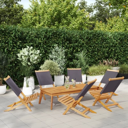 Sillas de jardín plegables 6 uds madera maciza y tela antracita de , Sillas de jardín - Ref: Foro24-3214641, Precio: 320,71 €...