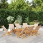 Sillas de jardín plegables 8 uds madera maciza y tela beige de , Sillas de jardín - Ref: Foro24-3214648, Precio: 419,08 €, De...