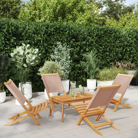 Sillas de jardín plegables 4 uds madera maciza y tela taupe de , Sillas de jardín - Ref: Foro24-3214643, Precio: 210,75 €, De...