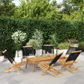 Sillas de jardín reclinables 6 uds madera maciza acacia negro de , Sillas de jardín - Ref: Foro24-3214629, Precio: 313,68 €, ...