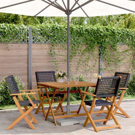 Set de comedor de jardín 5 pzas ratán PE madera maciza negro de , Conjuntos de jardín - Ref: Foro24-3281826, Precio: 370,96 €...