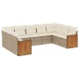 Set de sofás de jardín 9 pzas con cojines ratán sintético beige en Conjuntos de jardín | Comprar online en Foru.es