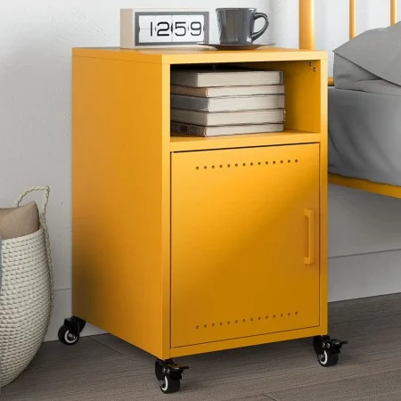 Mesita de noche acero amarillo mostaza 36x39x59 cm de , Mesitas de noche - Ref: Foro24-846722, Precio: 63,85 €, Descuento: %