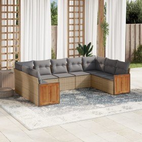 Set de sofás de jardín 9 pzas con cojines ratán sintético beige en Conjuntos de jardín | Comprar online en Foru.es