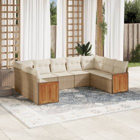 Set de muebles de jardín 9 pzas y cojines ratán sintético gris en Conjuntos de jardín | Comprar online en Foru.es