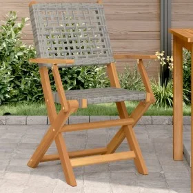 Sillas de jardín 2 uds madera maciza de acacia ratán PE gris de , Sillas de jardín - Ref: Foro24-367664, Precio: 133,33 €, De...