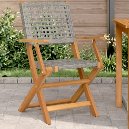 Sillas de jardín 2 uds madera maciza de acacia ratán PE gris de , Sillas de jardín - Ref: Foro24-367664, Precio: 135,50 €, De...