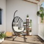 Silla colgante huevo con soporte ratán y acero beige de , Balancines de jardín - Ref: Foro24-4007411, Precio: 304,23 €, Descu...
