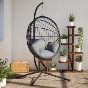 Soporte de silla colgante huevo acero negro de , Balancines de jardín - Ref: Foro24-4007413, Precio: 124,76 €, Descuento: %