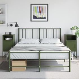 Mesitas de noche 2 unidades acero verde oliva 36x39x78 cm de , Mesitas de noche - Ref: Foro24-846575, Precio: 121,69 €, Descu...