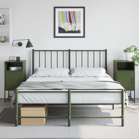 Mesitas de noche 2 unidades acero verde oliva 36x39x78 cm de , Mesitas de noche - Ref: Foro24-846575, Precio: 121,69 €, Descu...