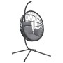 Silla colgante huevo con soporte ratán y acero gris de , Balancines de jardín - Ref: Foro24-4007407, Precio: 239,45 €, Descue...
