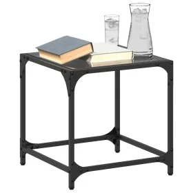 Schwarzer Couchtisch mit Glasoberfläche und Stahlgestell, 40x40x40 cm. von , Couchtisch - Ref: Foro24-845960, Preis: 31,48 €,...