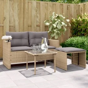 Juego de sofás de jardín con cojines beige 3 pzas ratán PE de , Sofás de exterior - Ref: Foro24-365462, Precio: 218,55 €, Des...