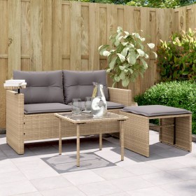 Juego de sofás de jardín con cojines beige 3 pzas ratán PE de , Sofás de exterior - Ref: Foro24-365462, Precio: 209,72 €, Des...