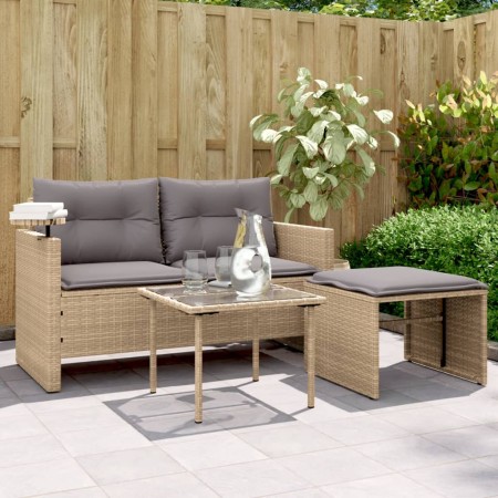 Juego de sofás de jardín con cojines beige 3 pzas ratán PE de , Sofás de exterior - Ref: Foro24-365462, Precio: 209,72 €, Des...