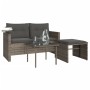 Set de sofá de jardín 3 pzas y cojines ratán sintético gris de , Sofás de exterior - Ref: Foro24-365460, Precio: 213,54 €, De...