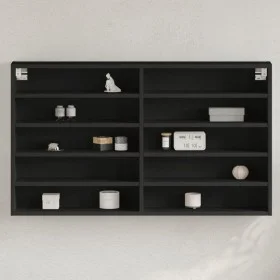 Vitrina de madera de ingeniería negra 100x15x58 cm de , Estantes y estanterías - Ref: Foro24-847927, Precio: 59,93 €, Descuen...
