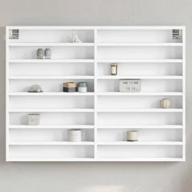 Vitrina de madera ingeniería blanca 100x8,5x75 cm de , Estantes y estanterías - Ref: Foro24-847933, Precio: 69,87 €, Descuent...