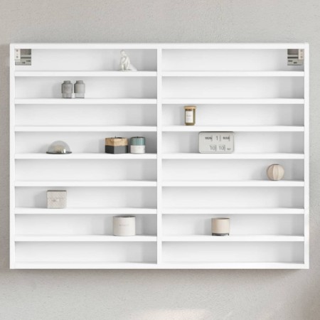 Vitrina de madera ingeniería blanca 100x8,5x75 cm de , Estantes y estanterías - Ref: Foro24-847933, Precio: 71,11 €, Descuent...