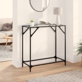 Mesa consola superficie vidrio transparente acero 80x35x81 cm de , Mesas consola - Ref: Foro24-846018, Precio: 38,88 €, Descu...