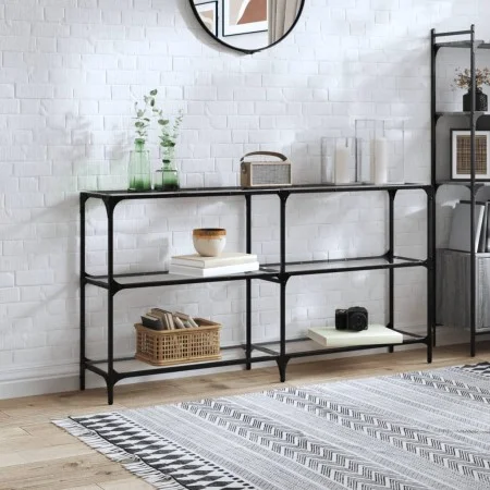 Mesa consola superficie vidrio transparente acero 158,5x30x81cm by , console tables - Ref: Foro24-846032, Price: 83,83 €, Dis...