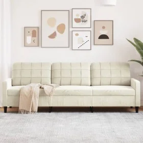 Sofá de 3 plazas terciopelo color crema 210 cm by , Sofas - Ref: Foro24-4007652, Price: 310,81 €, Discount: %