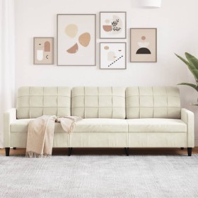 Sofá de 3 plazas terciopelo color crema 210 cm de , Sofás - Ref: Foro24-4007652, Precio: 318,01 €, Descuento: %