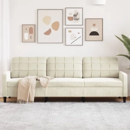 Sofá de 3 plazas terciopelo color crema 210 cm de , Sofás - Ref: Foro24-4007652, Precio: 310,81 €, Descuento: %