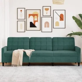 Sofá de 3 plazas terciopelo verde oscuro 210 cm de , Sofás - Ref: Foro24-4007646, Precio: 328,95 €, Descuento: %