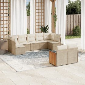 Set de sofás de jardín 9 pzas con cojines ratán sintético beige en Conjuntos de jardín | Comprar online en Foru.es