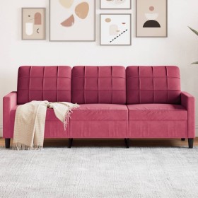 Sofá de 3 plazas de terciopelo rojo tinto 180 cm de , Sofás - Ref: Foro24-4007638, Precio: 252,42 €, Descuento: %