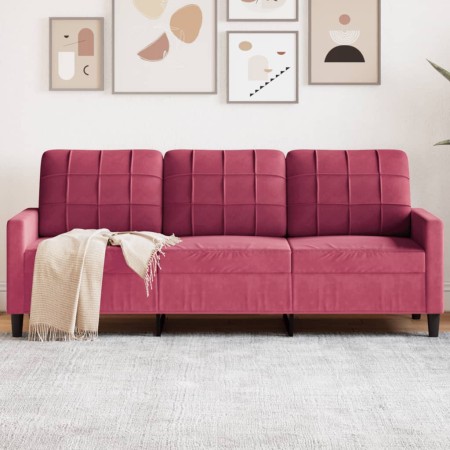 Sofá de 3 plazas de terciopelo rojo tinto 180 cm de , Sofás - Ref: Foro24-4007638, Precio: 252,42 €, Descuento: %