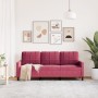 Sofá de 3 plazas de terciopelo rojo tinto 180 cm de , Sofás - Ref: Foro24-4007638, Precio: 252,42 €, Descuento: %