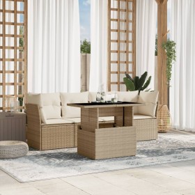Juego de sofás jardín con cojines 5 pzas ratán sintético beige de , Conjuntos de jardín - Ref: Foro24-3266348, Precio: 360,79...