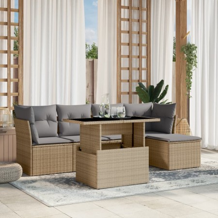 Juego de sofás jardín con cojines 6 pzas ratán sintético beige de , Conjuntos de jardín - Ref: Foro24-3266549, Precio: 377,27...
