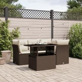 Set comedor de jardín 5 piezas y cojines ratán sintético marrón de , Conjuntos de jardín - Ref: Foro24-3266563, Precio: 395,6...