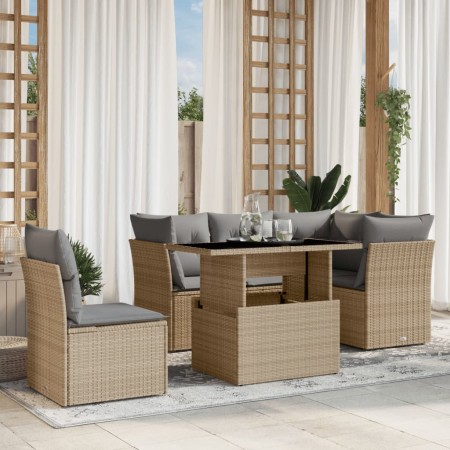 Juego de sofás jardín con cojines 6 pzas ratán sintético beige de , Conjuntos de jardín - Ref: Foro24-3266589, Precio: 415,05...